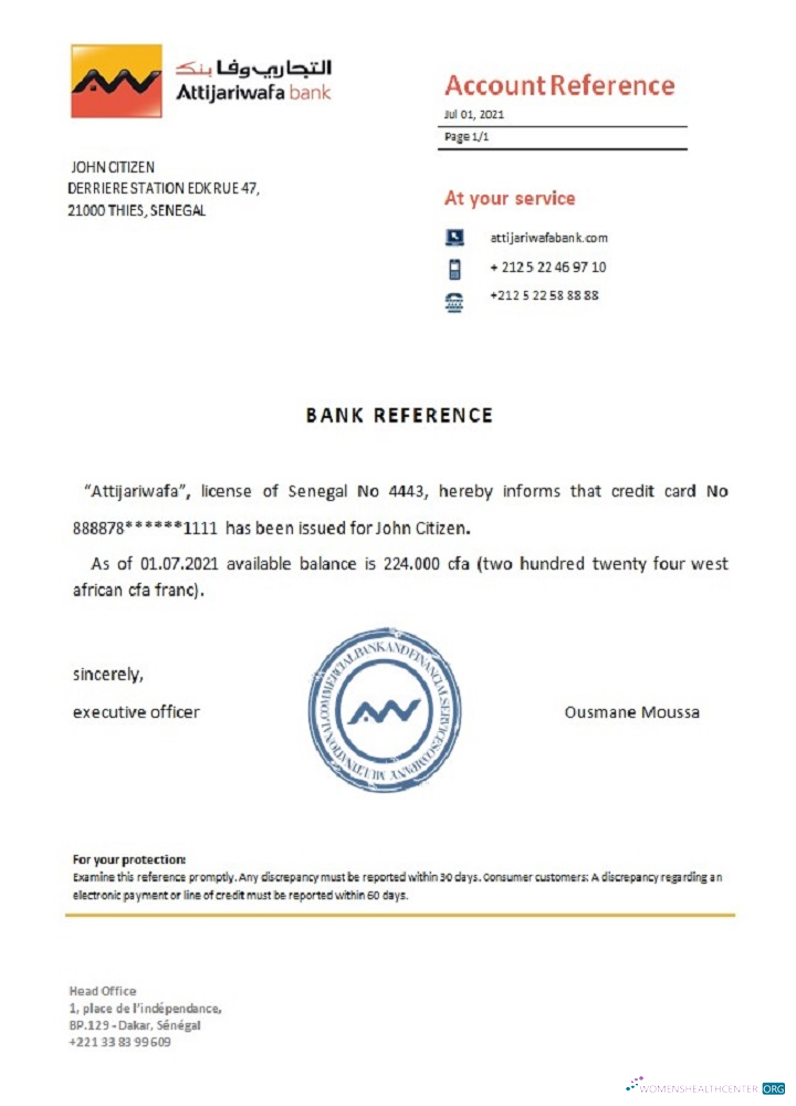 Download Senegal Attijariwafa bank reference Photoshop template
